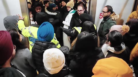 Packed and delayed Toronto Subway - New Year's Eve 2024