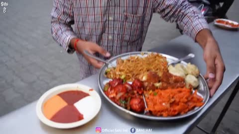 15 years old boy selling chinese food and working hard