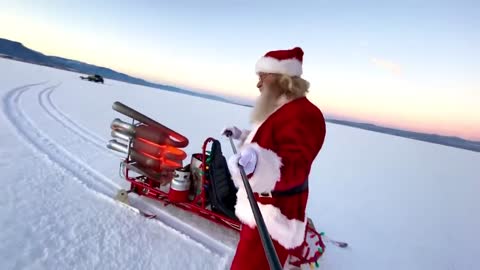 Santa Clause and his rocket sleigh!