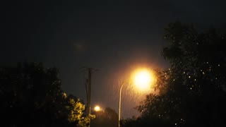 Thunderstorm On A Rainy Night in Town with Train