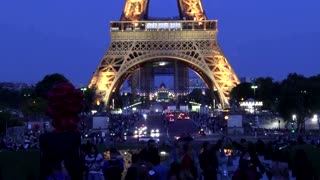 Eiffel Tower lights up in solidarity with Ukraine