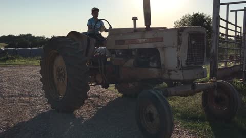 My Son driving a Cockshutt 550 Tractor.