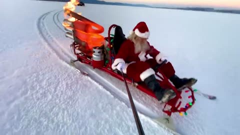 Santa Clause and his Rocket Sleigh.