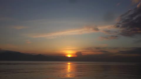 Cloudy Yellow Sunset Ocean