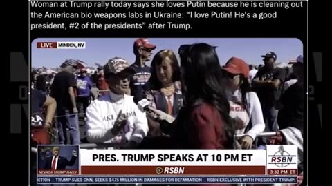 Liz Willis of RSBN shilling for Ukraine to a Russian MAGA lady at a Trump rally.