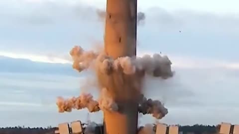 Scottish Power Station Chimney Demolished