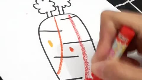 draw a carrot on white paper with my new collection of crayons