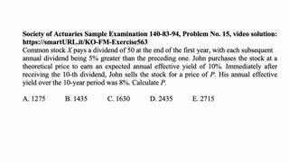 Exam FM exercise for July 1, 2022