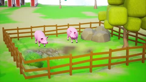 Farm Diorama - Farm Animals, Wild Animals | 3D Cartoons Sheep, Horse, Goat, Pigs, Bull Animals-10