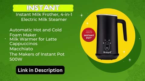 Instant Milk Frother, 4-in-1 Electric Milk Steamer