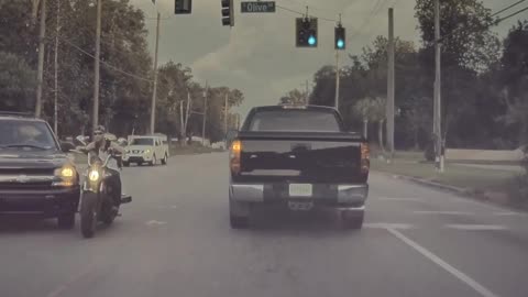 Motorcycle Rips Bumper Bar Clean off Car in Extremely Close Call