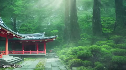 Japanese Peaceful Temple - Zen Garden with Japanese Flute Music - Meditation Music, Relaxing Music
