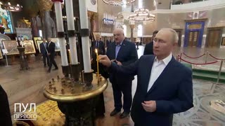 Putin and Lukashenko visited St.Nicholas Naval Cathedral Kronshtadt