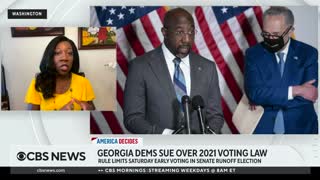 Sen. Raphael Warnock, Georgia Democrats file lawsuit over 2021 voting law