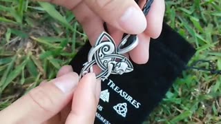 Stainless Steel Cat on Triquetra Celtic Knot Necklace