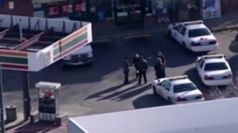 Classic Justice: Armed Robbery Suspect holds hostage with a knife and gets taken out