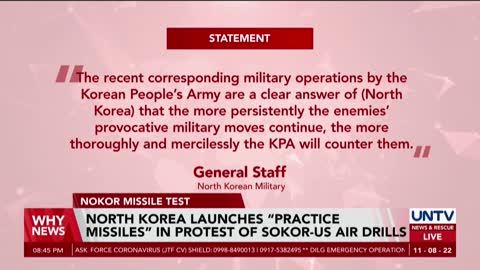 NoKor launches “practice missiles” in protest of SoKor-US air drills