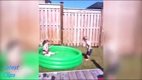 Funny childs water pool videos