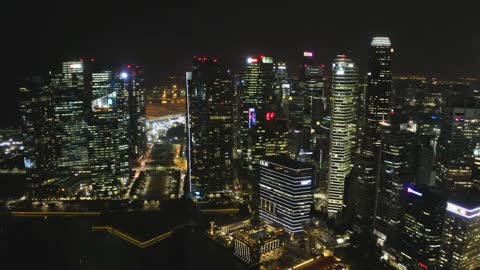 View of Singapore at night .... via drone footage