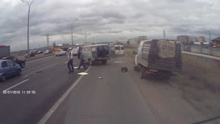 Van Flips on Highway