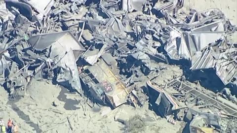 Iron ore train derailed in the Mojave Desert Tuesday a day after it derailed in Kelso, California.