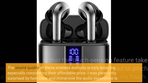 Wireless Earbuds Bluetooth V5.3 Headphones 50H Playback Deep Bass Stereo Ear Buds with LED Powe...