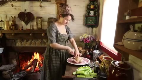 A_Traditional_Dessert__Bread_Pudding___Chicken_Supper_1820s_Cooking