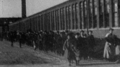 Noon Hour At Hope Webbing Company (1903 Original Black & White Film)