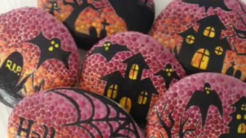 most demanding and latest Halloween pumpkin Stone rock painting ideas