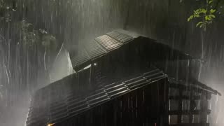 Fall into Sleep in Under 3 Minutes with Heavy Rain & Thunder on a Metal Roof of Farmhouse at Night