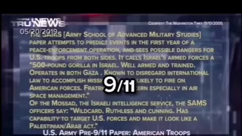 US army issued report night before 9/11 saying Israel Mossad would trigger Middle East war.