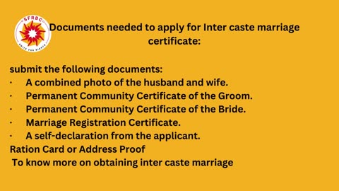 how to get Inter caste Marriage Certificate