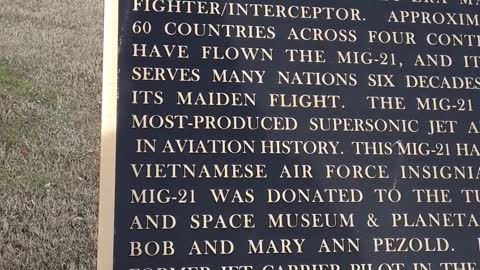 MIG-21 Soviet era fighter jet. Tulsa Air and Space Museum 1/9/23