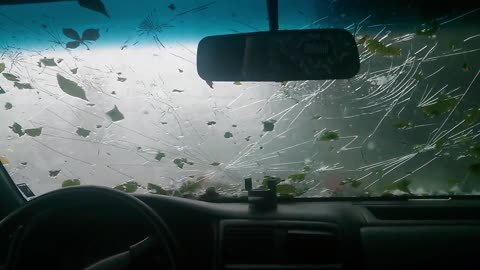 Freak hail storm destroys windshield