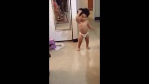 Happy kid is dancing