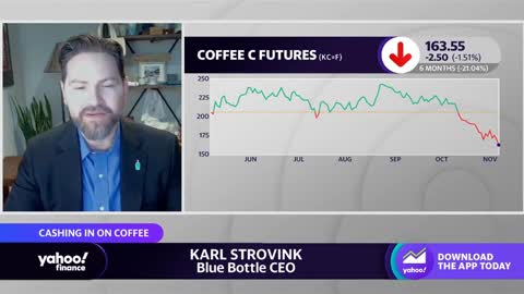 Blue Bottle in 'a fortunate position' amid coffee inflation, CEO says