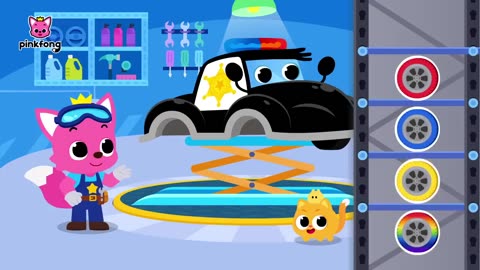 Pinkfong Car Hospital _ Pinkfong Car Story -- Where are you hurting_ _ Police Car Wheel is Broken!