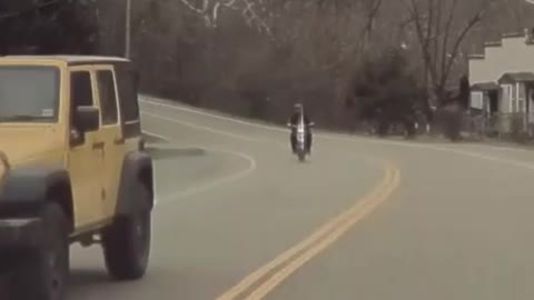 Tesla Avoids Swerving Bike