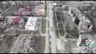 Ukraine MOD video shows damage in town near Kyiv