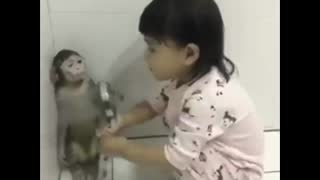 best friends monkey and girl