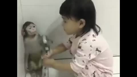 best friends monkey and girl