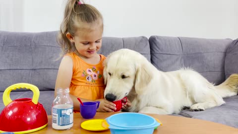 Adorable Little Girl Has A Tea Party With Her Dog! (So Cute!)