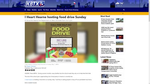 Food Drive in Hearne, TX on Sunday, May 7, 2023 from 1 to 5 PM