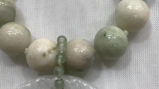 Handmade + Knotting Unique 32” Necklace with Jade, Burmese Jade “Fortune”