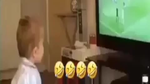 Excited Baby loses Control After Goal