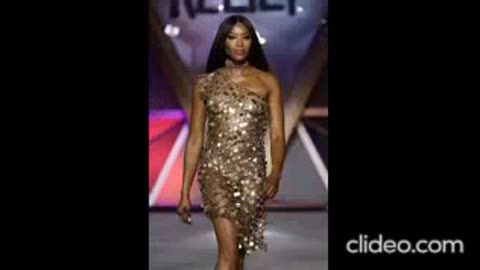 Naomi Campbell modeling / Versace/New Pictures/Campbell walk/ Campbell runway walk.