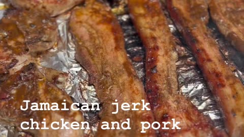 Making Jamaican jerk Pork and chicken