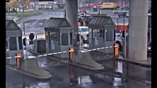 Car goes airborne before crashing into Rainbow Bridge border crossing