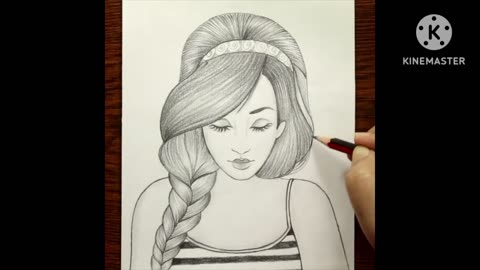 Drawing girl with pencil sketch step by step