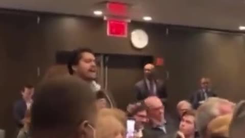 Activist crashes NYT - Columbia Journalism School Panel